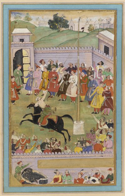 Una competencia de tiro con arco, folio de manuscrito, c.1600 de Mughal School
